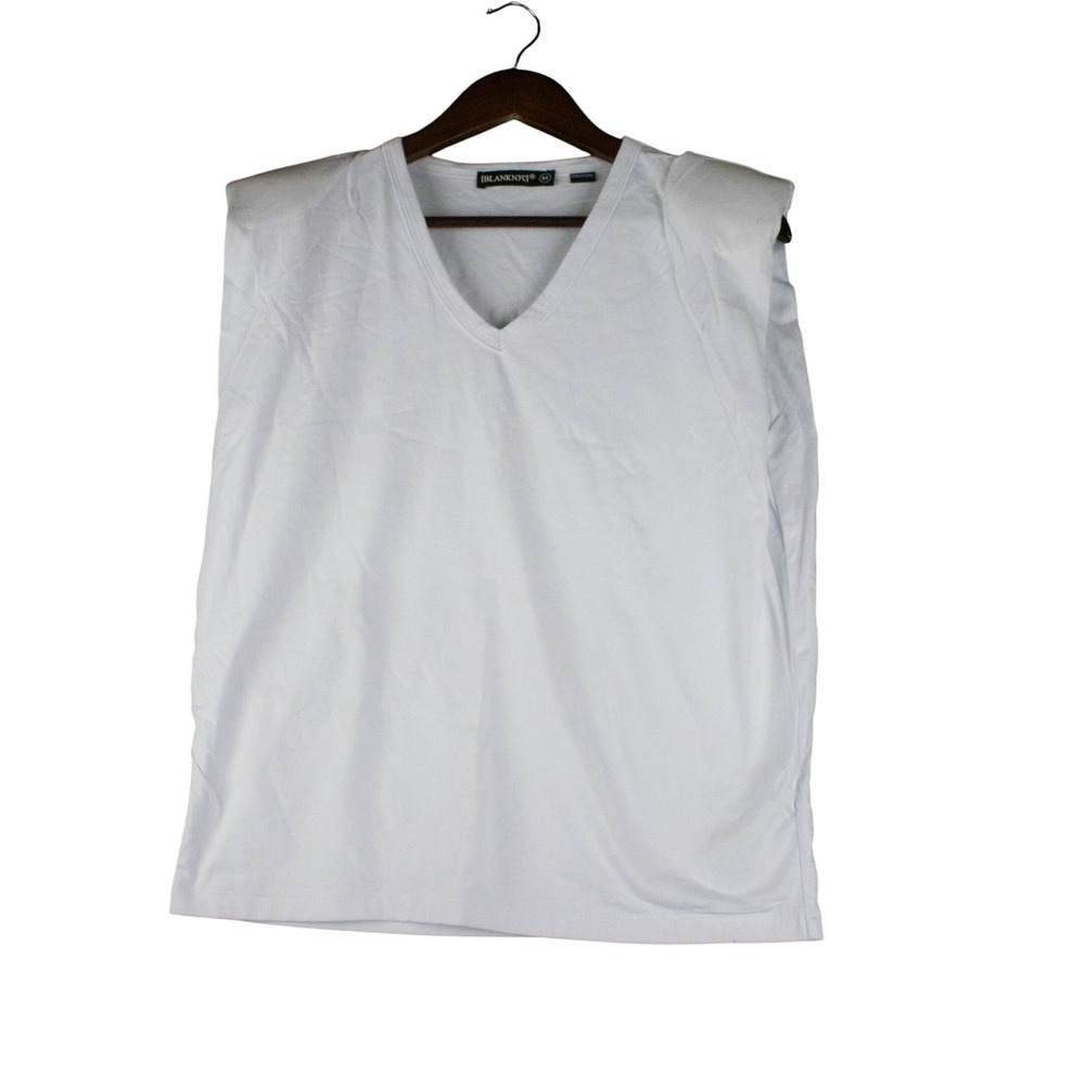 FLAW - BLANKNYC Womens XS White Muscle‎ Tee V-Neck Tank Top Minimalist Basic